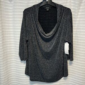 NWT Karen Kane Silver Ahead Draped Cowl Neck Top